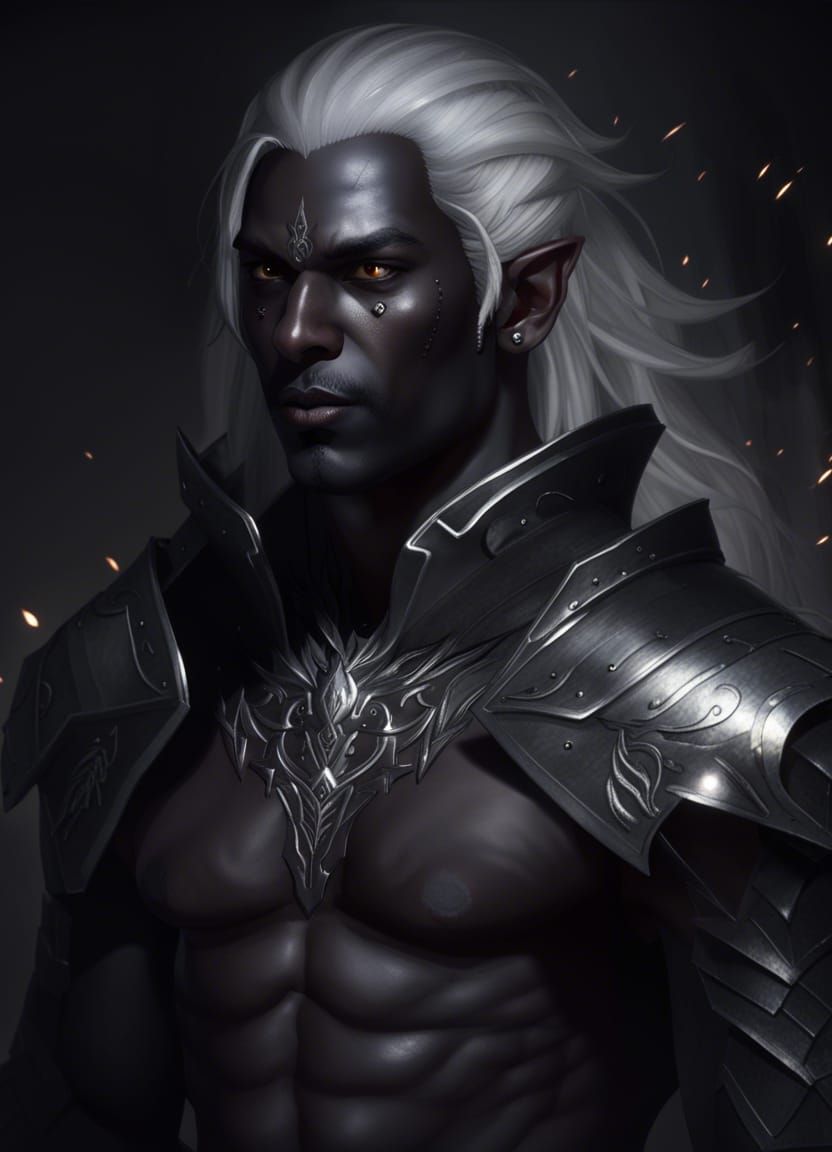 Handsome Drow Portrait in a Cavern