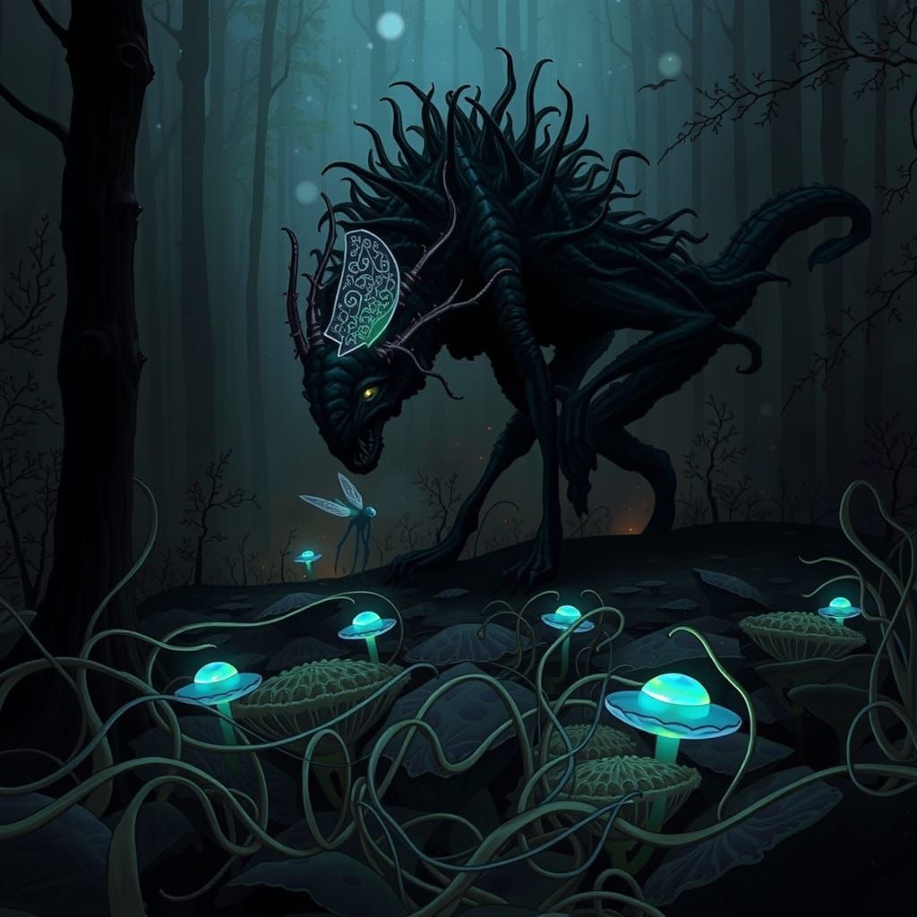 Luminous, Crystal Beings Dance in a Dreamlike, Bioluminescen...