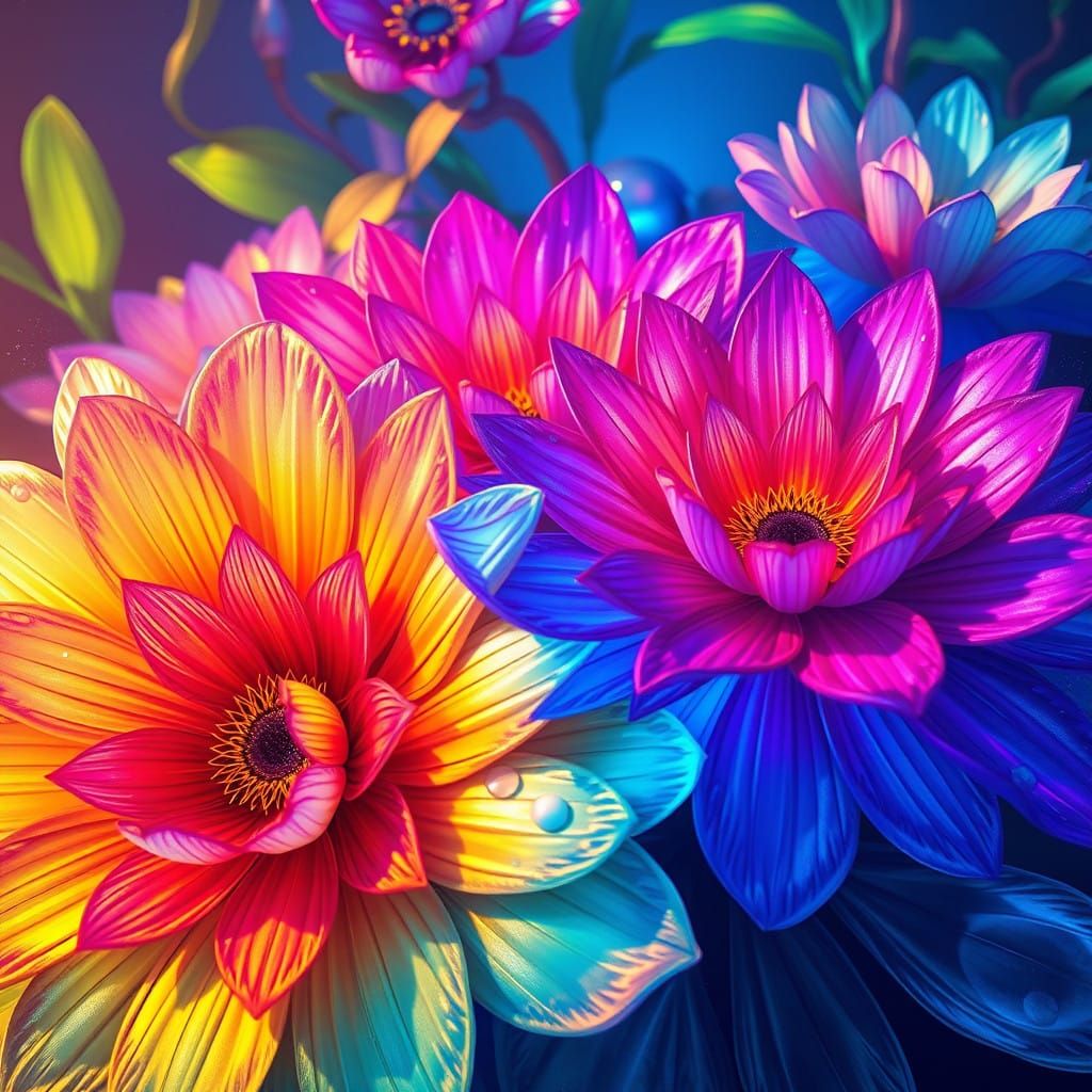 Vibrant Fantasy Flowers in Dreamy, High-Resolution Detail