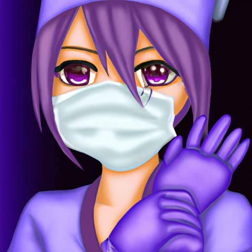 Anime Illustration: Cute Nurse with Purple Hair