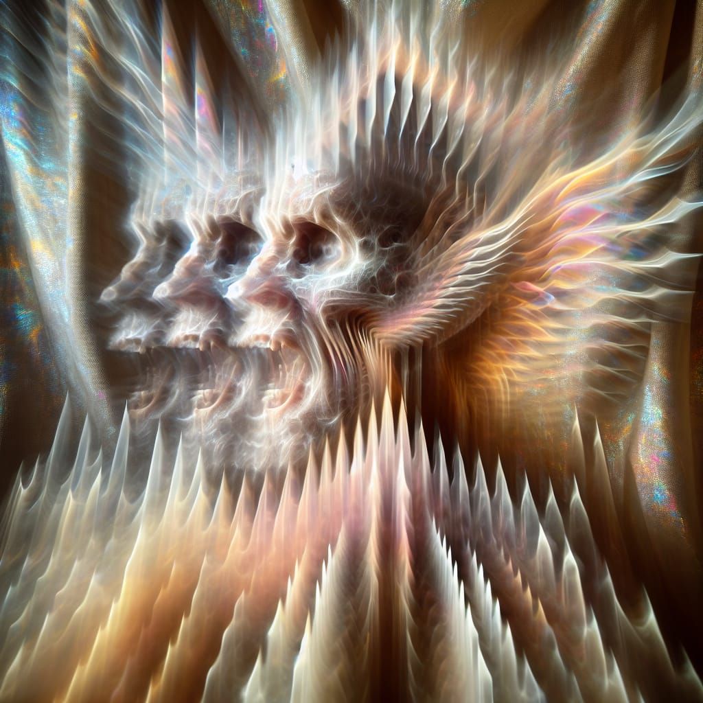 Dreamlike Photograph with Ghostly Faces in Prismatichromatic...