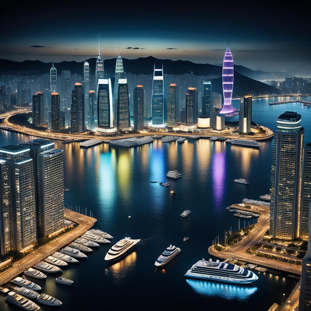 Futuristic Alien Cityscape at Night