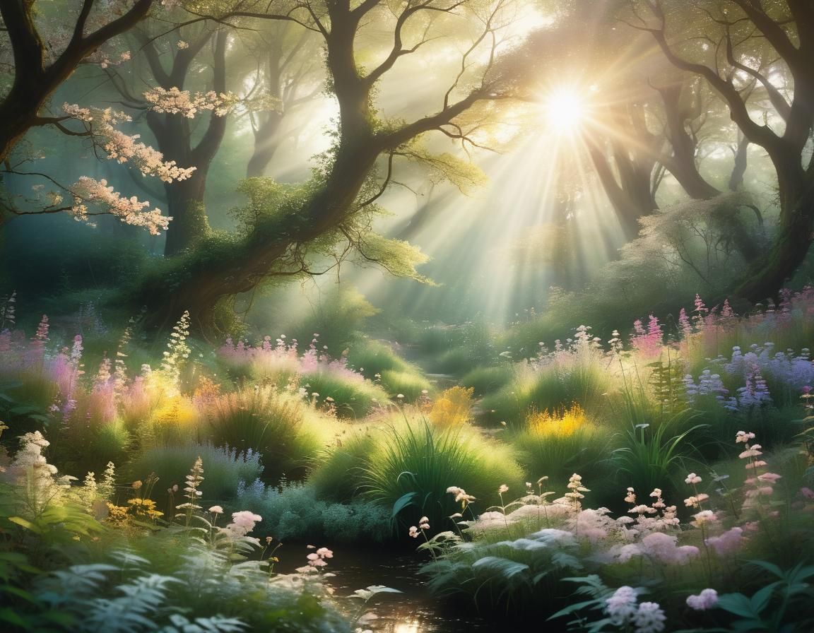 Enchanted Forest Landscape in Ethereal Lighting