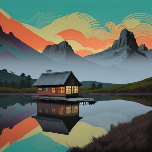 Whimsical Tasmanian Hut at Twilight