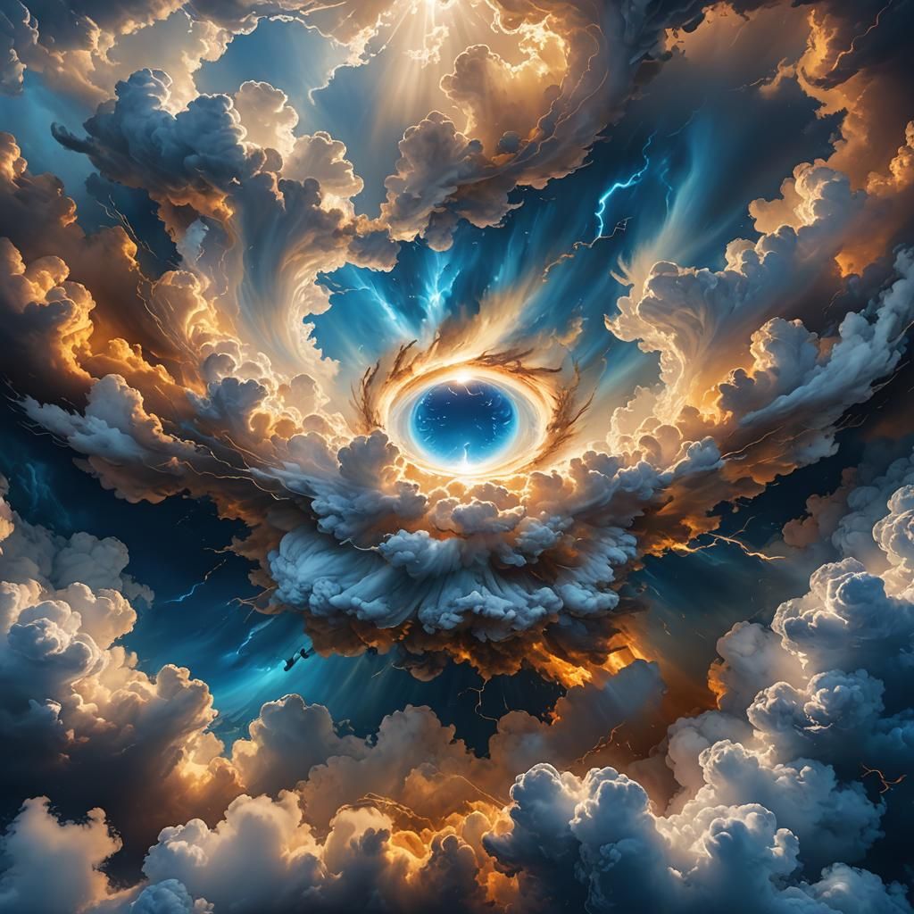 Ethereal Soul Amidst Turbulent Sky in Digital Art