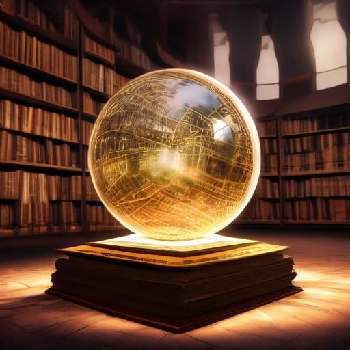 Magical Book with Crystal Ball Displaying Children