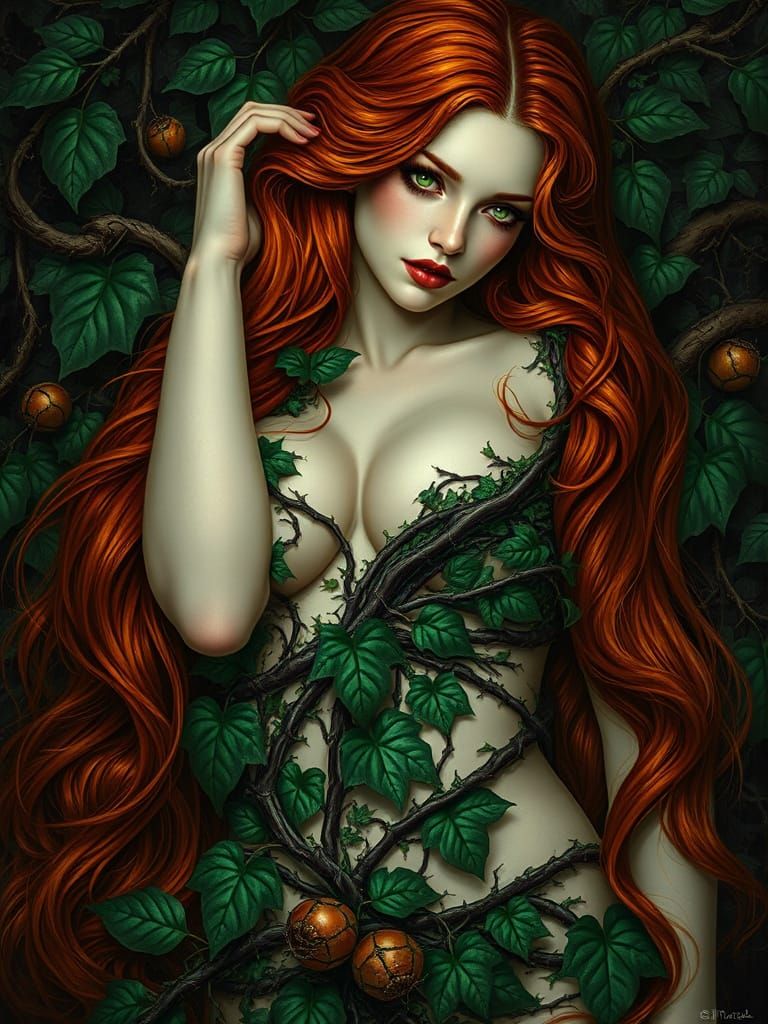 Voluptuous Poison Ivy with Red Hair and Green Eyes