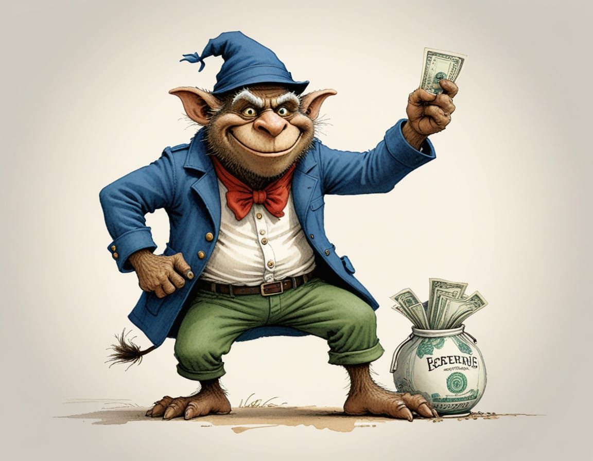 Troll Bank Robbery in Children's Book Style