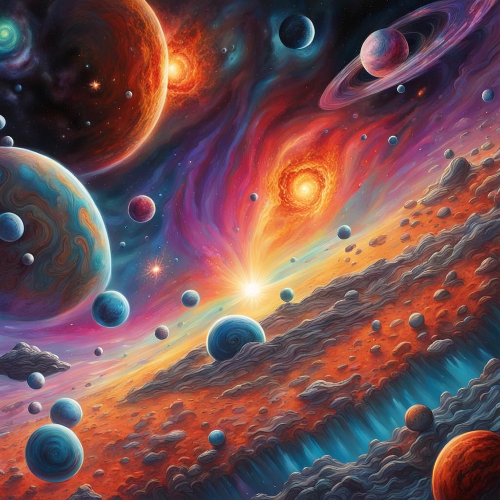 Vibrant Alien Worlds: A Hyperrealistic Cosmic Dreamscape