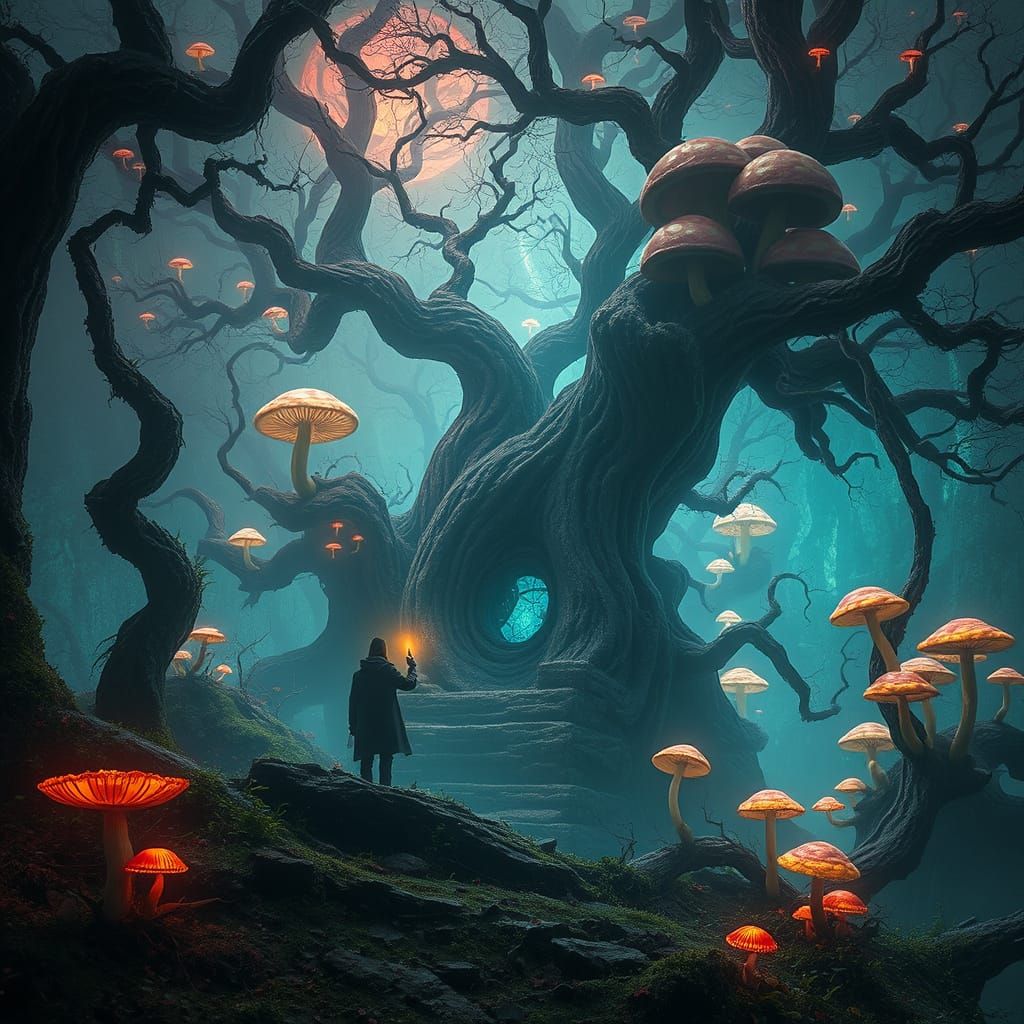 Mysterious Figure Beckons in Dreamscape