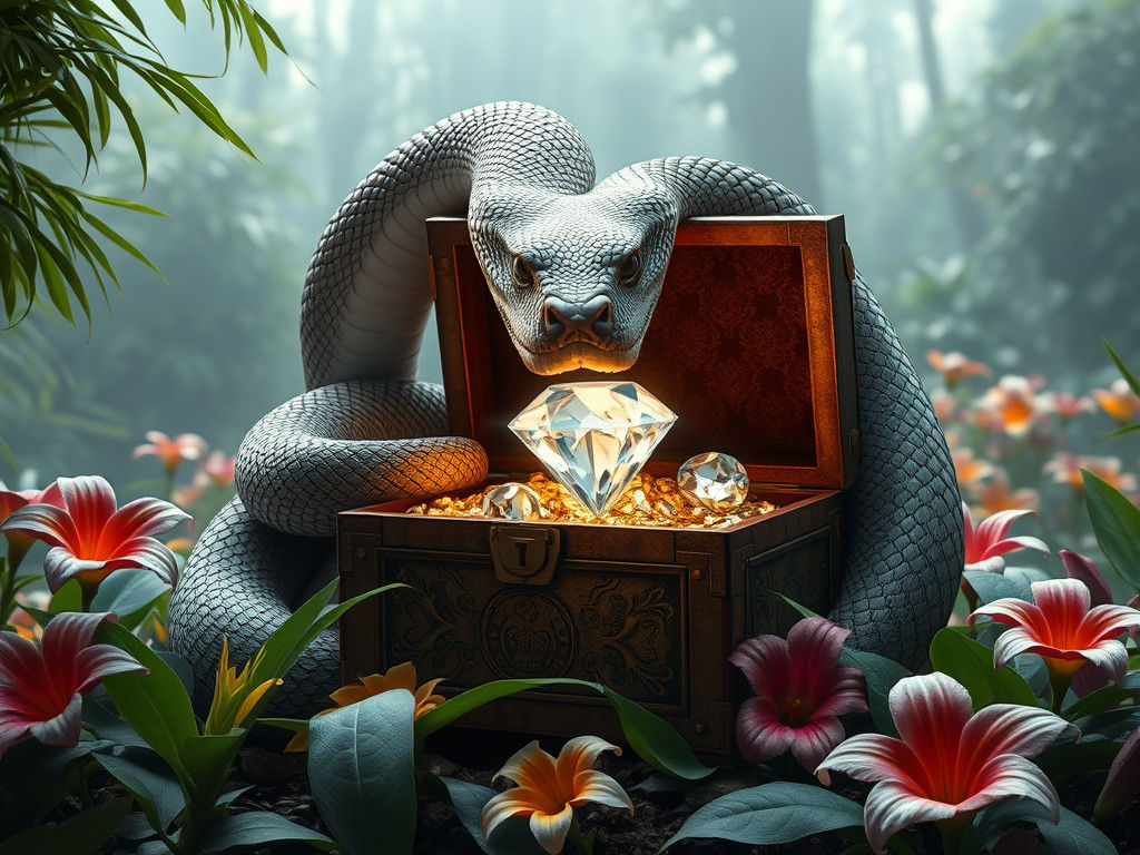 Serpent Guarding Treasure in Amazon Rainforest