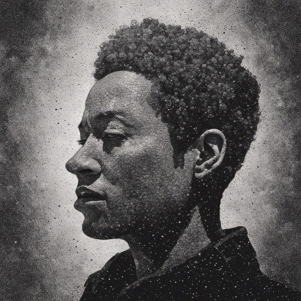 Abstract Pointillism Portrait in Ink Illustration