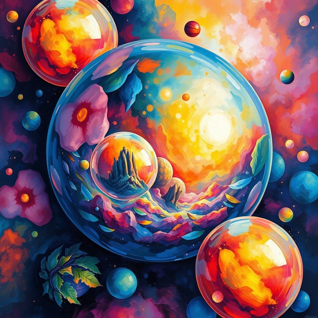 Vibrant Gouache and Watercolor Orbs Contain Fantastical Worl...