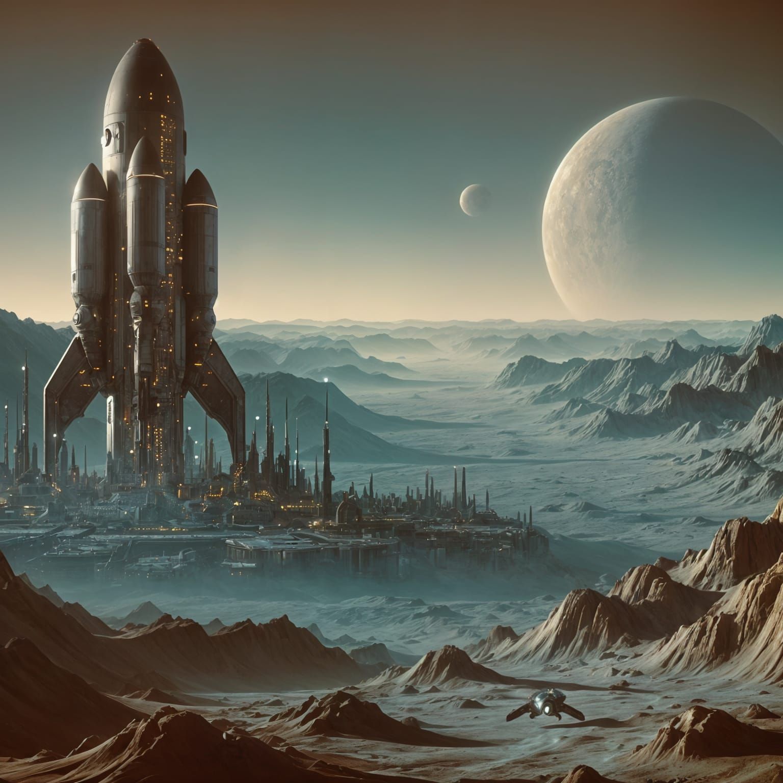 Futuristic Alien Metropolis on Desert Planet