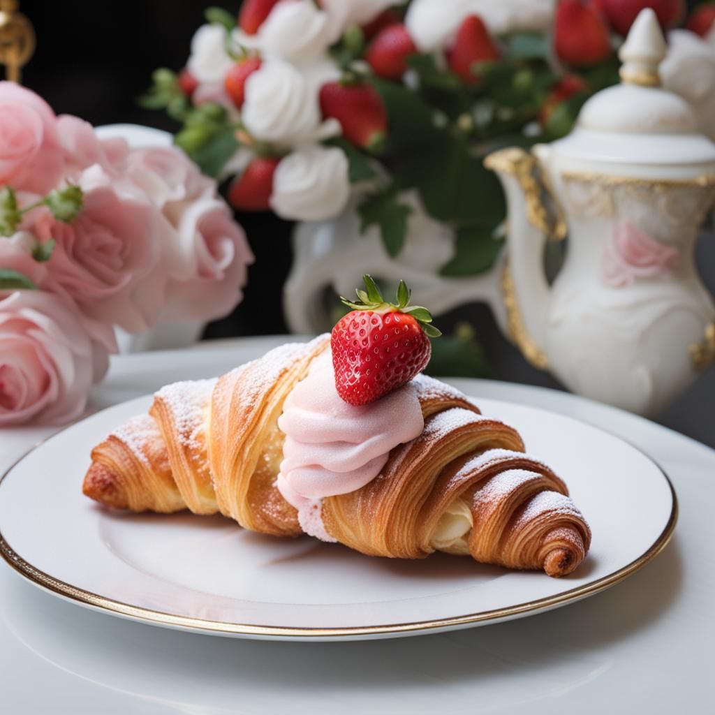 Rococo Croissant with Strawberries and Cream