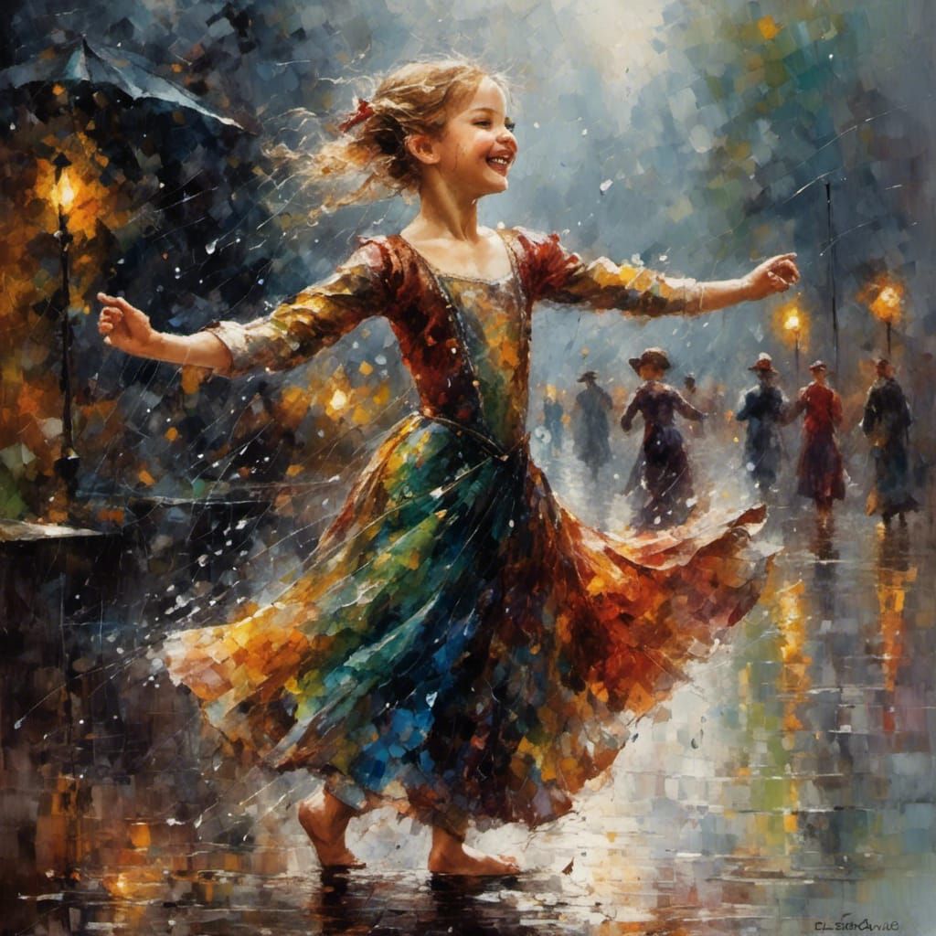 Happy Young Dancer Embraces the Rain