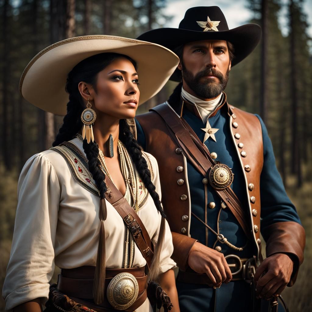 Cowboy and Native American Embrace