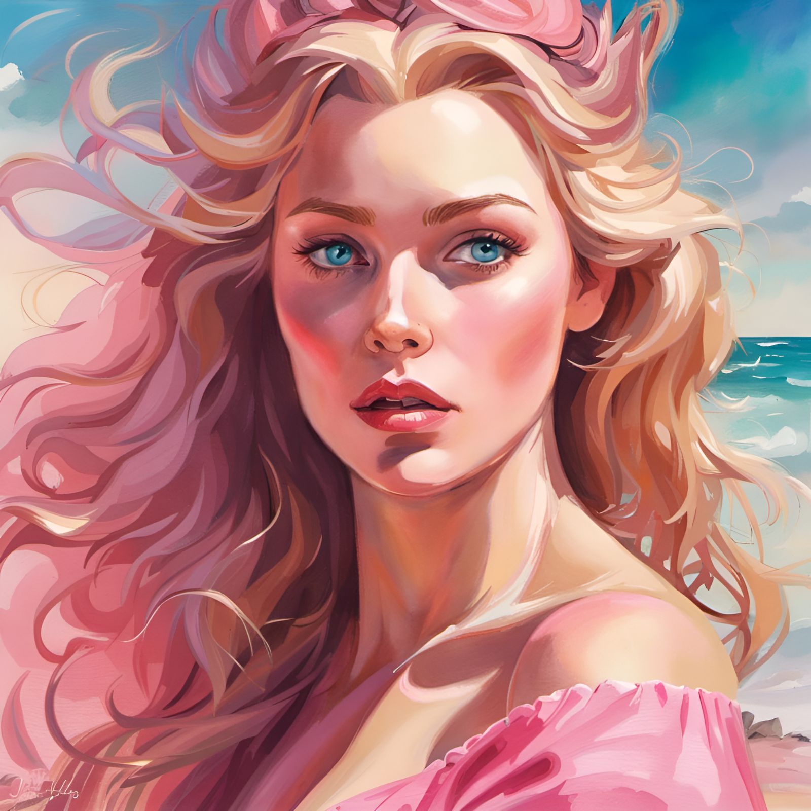 Princess Aurora Portrait on Beach in Classic Style