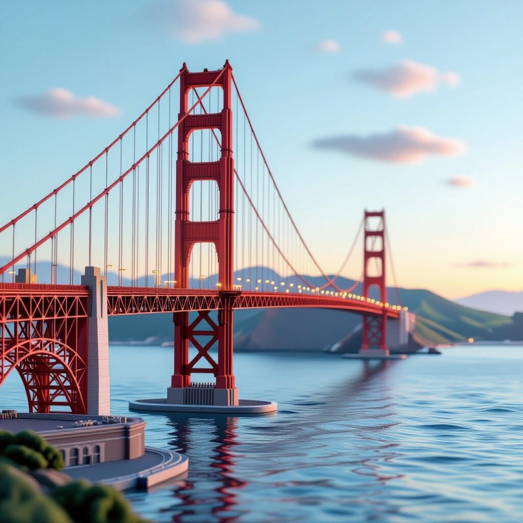 Origami Golden Gate Bridge from Dollar Bills
