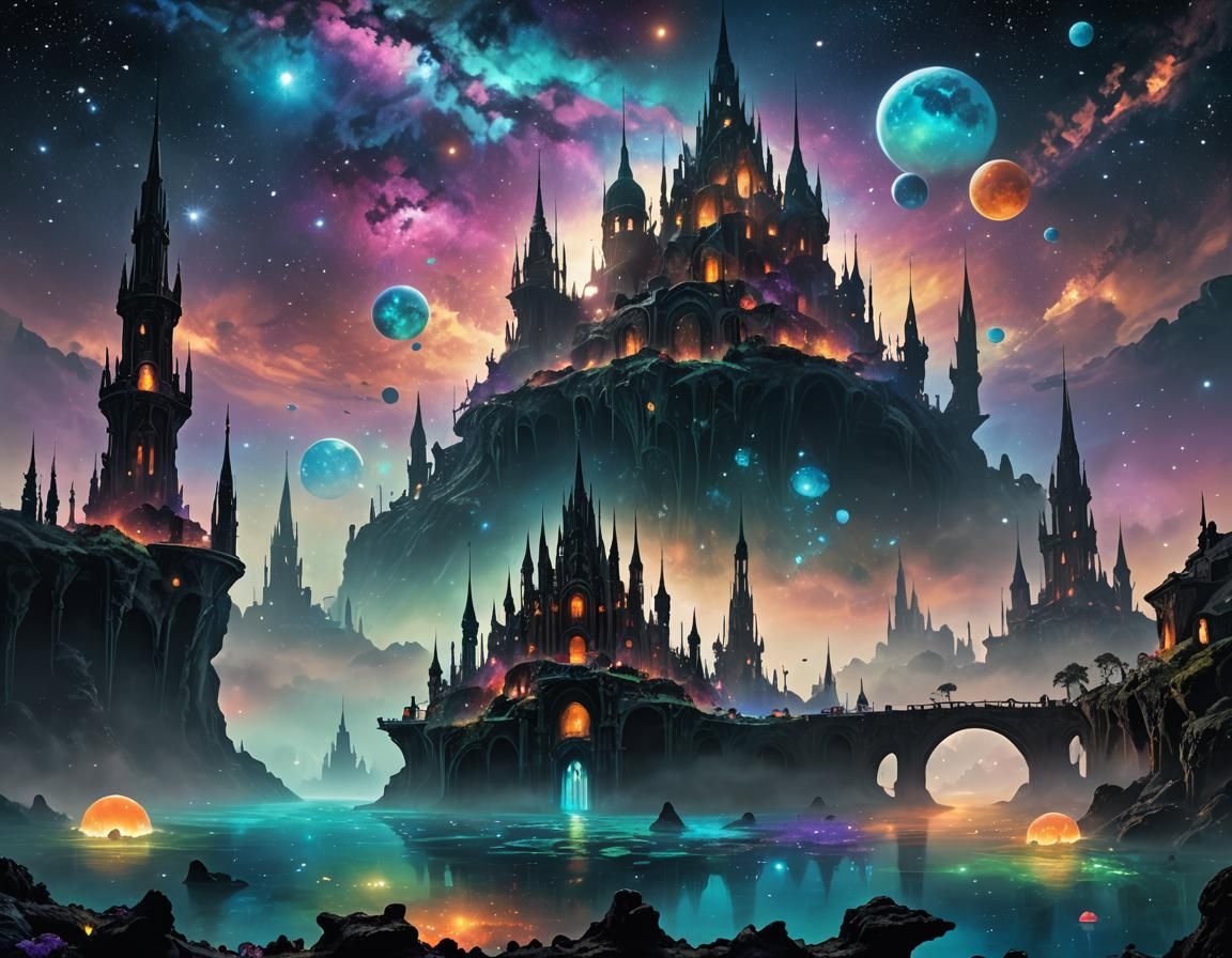 Surreal Sunken City Drifts Through Space