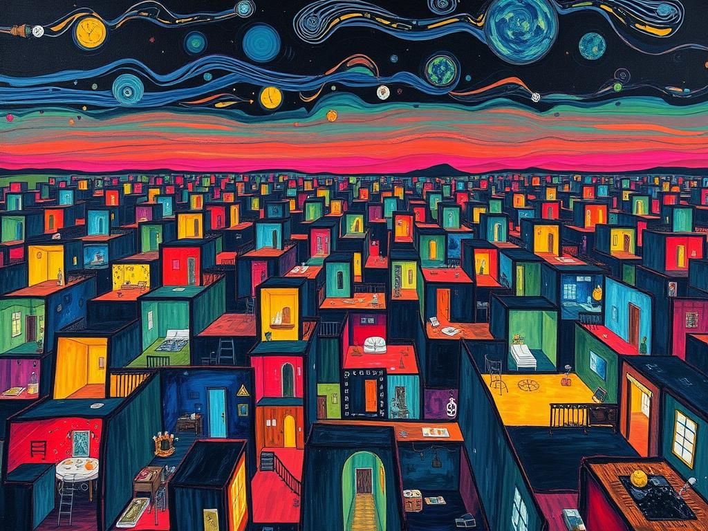 Endless Interconnected Rooms in Expressionist Style