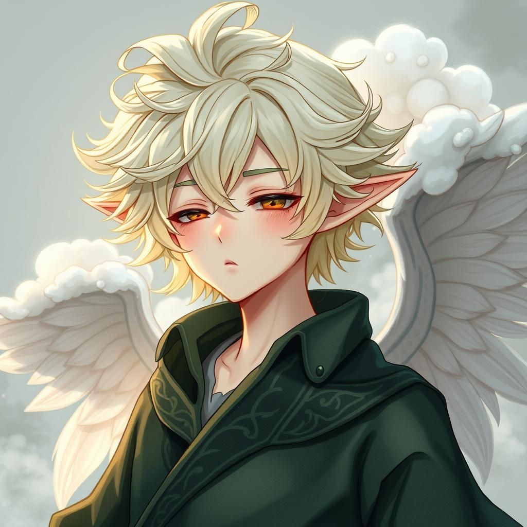 Cloud Sylph with Green Outfit, Digital Art