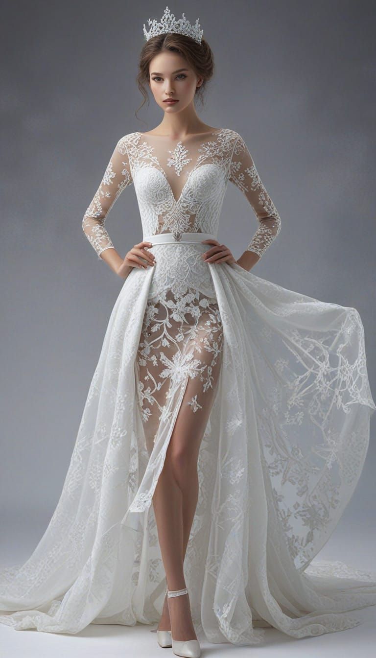 Ethereal Snowflake Goddess in Iridescent White