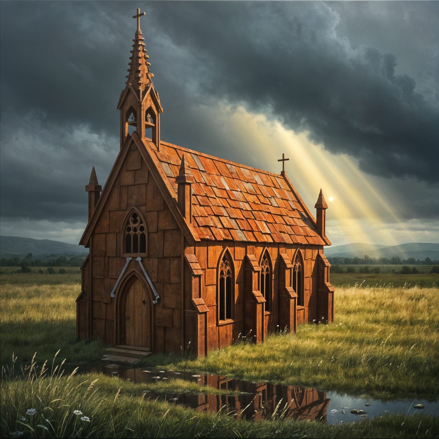 Gothic Chapel Made of Rusted Nails and Screws