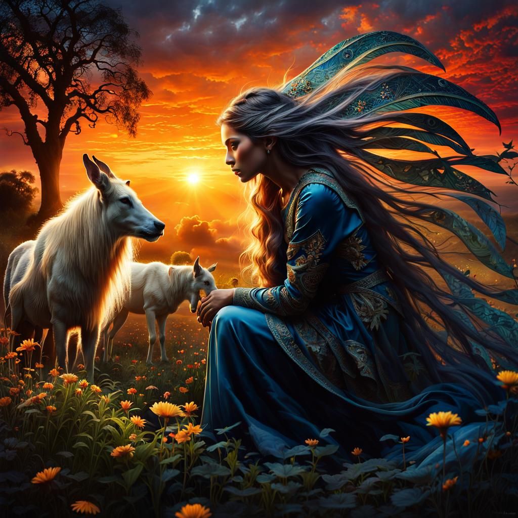 Mystical Creatures Collage at Sunset in High Resolution