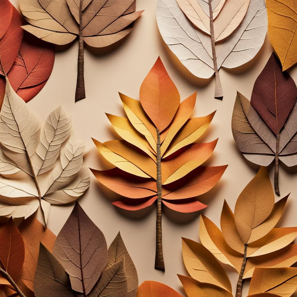 Fall Paper Leaf Collage in Mixed Media