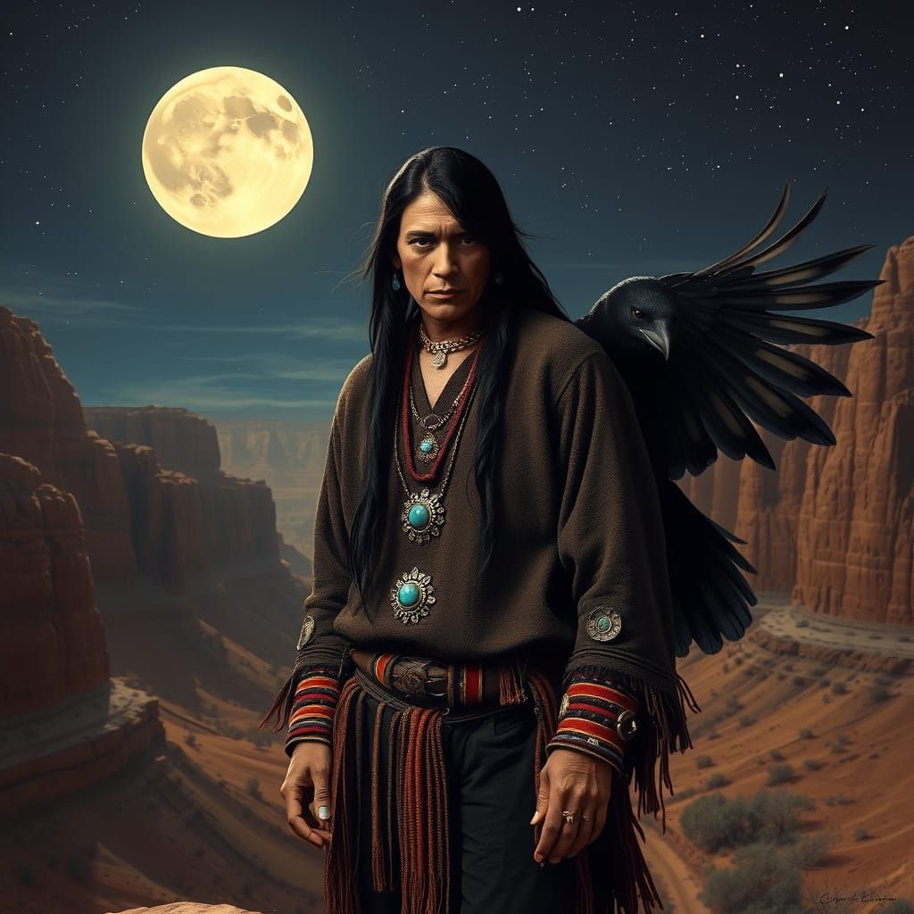 Navajo Shaman Transformation: Surreal Native American Art