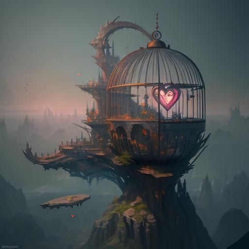 Heart Trapped in Cage: Fantasy Concept Art