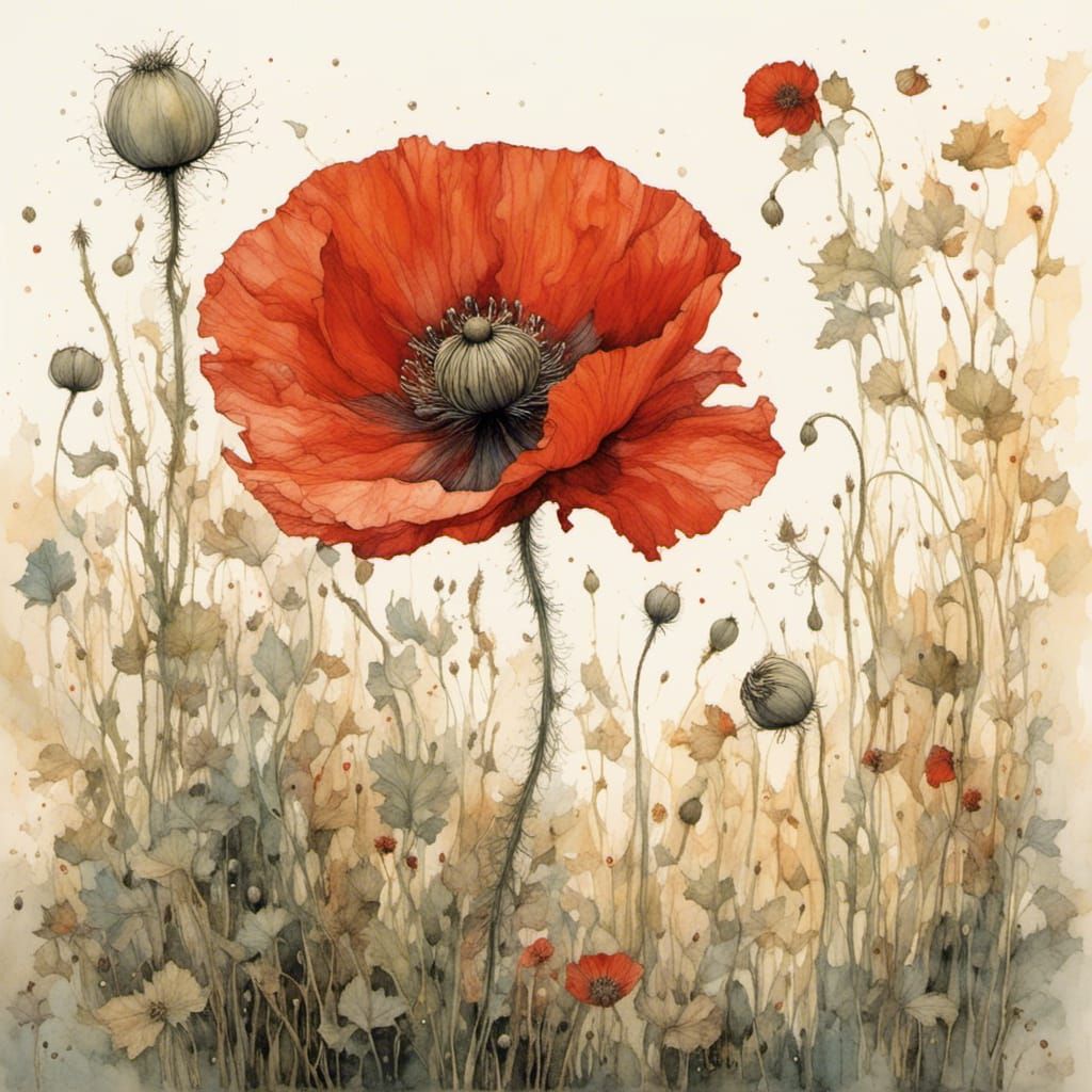 Poppy Blossom in Gentle Whimsical Style
