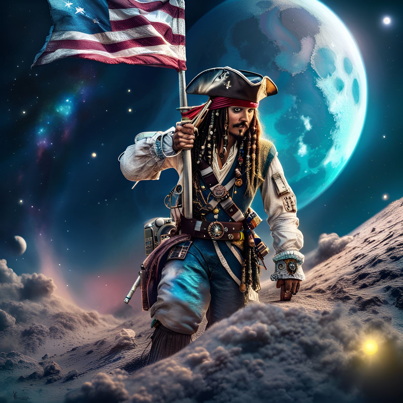 Jack Sparrow Astronaut on the Moon in Cosmic Style
