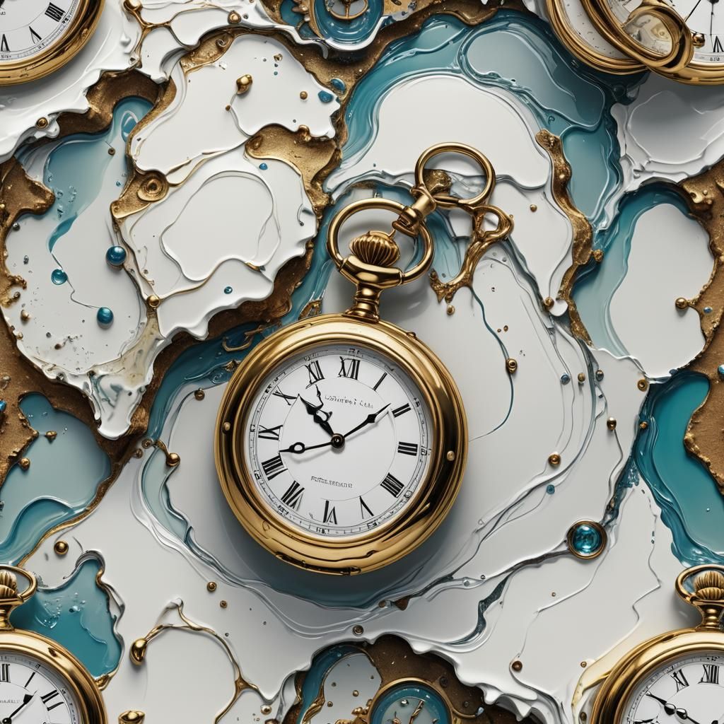 Surreal Melting Watch in Dreamlike Comic Style