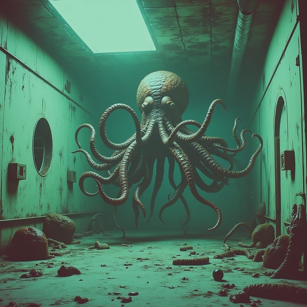 Octopus in Underwater Research Center: 80s Horror
