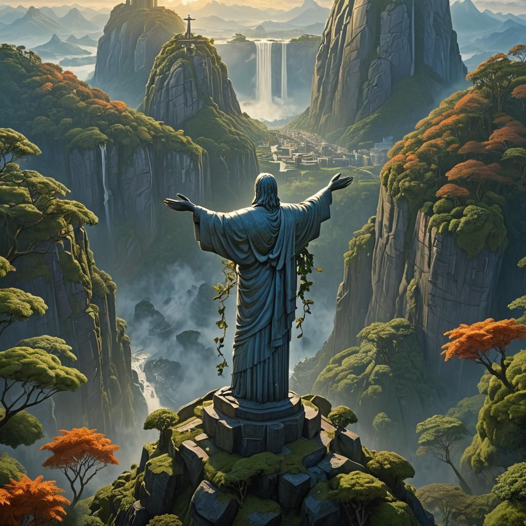 Christ the Redeemer Statue in Golden Hour Light