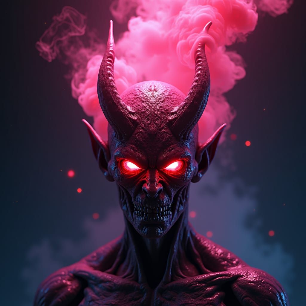 Demonic Neon Smoke in Hyper-Surreal 3D