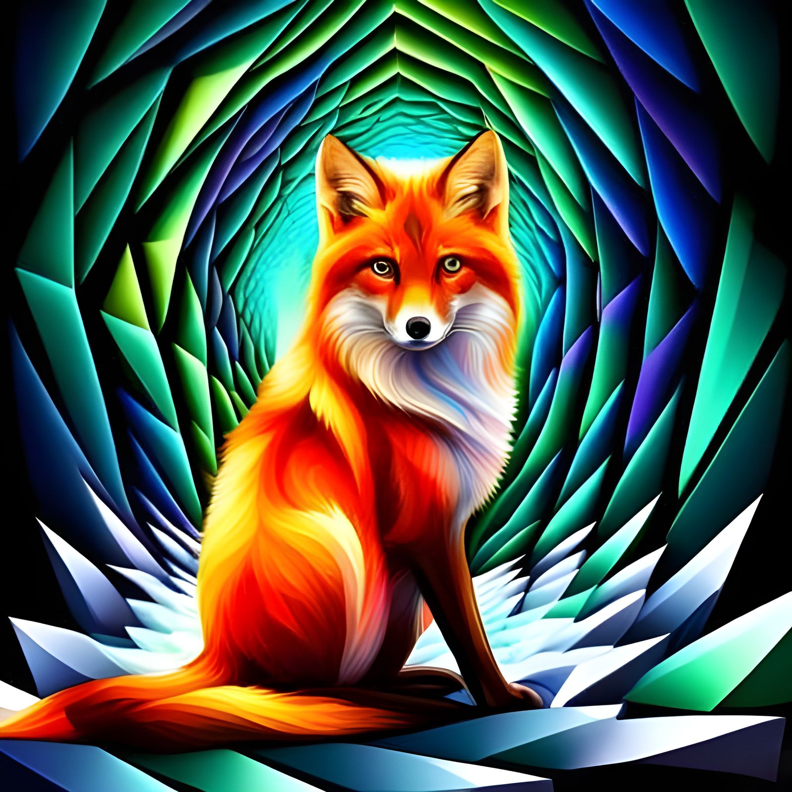 Fantastical Fox in Winter Wonderland: Digital Art
