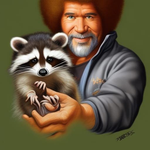 Baby Raccoon Portrait in Comic Book Style