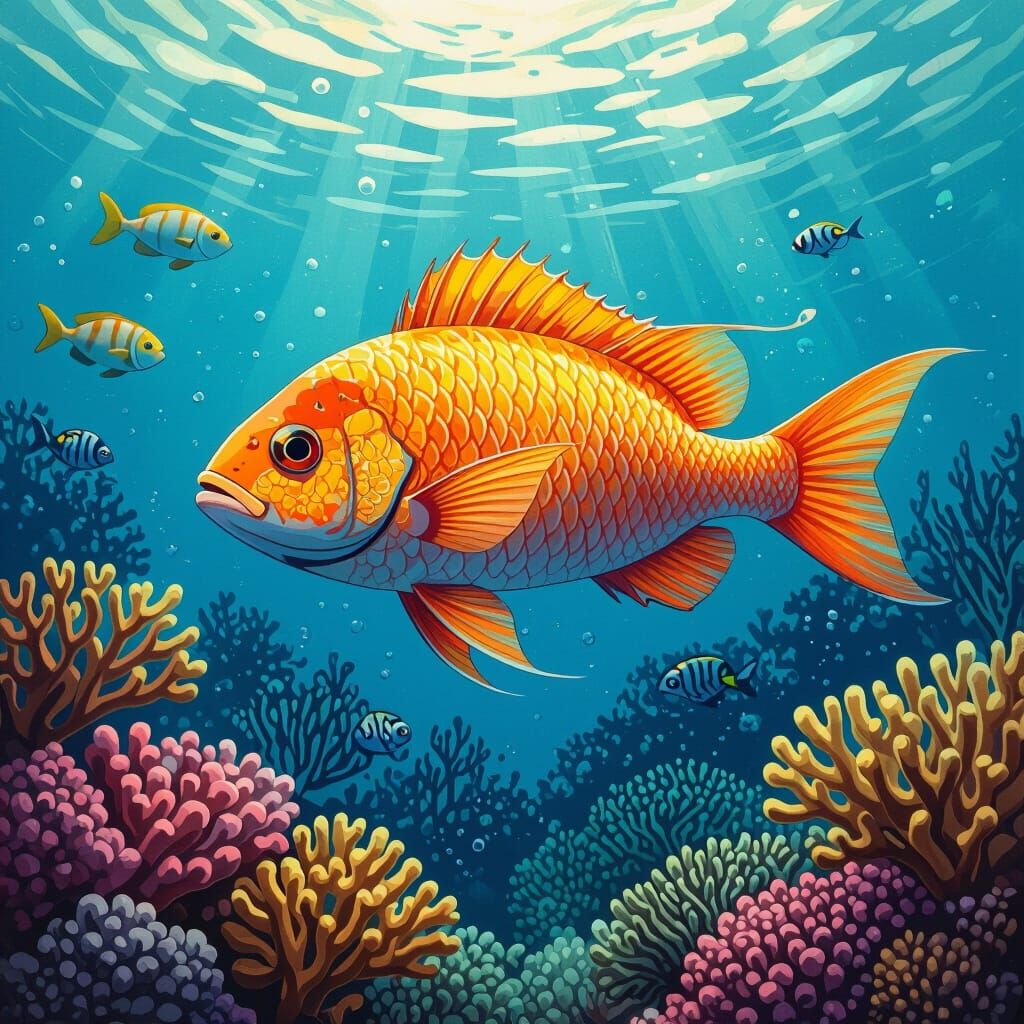 Vibrant Fish Swimming in Coral Reef
