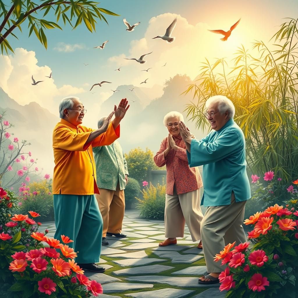 Tai Chi in Harmony: A Serene Garden Scene