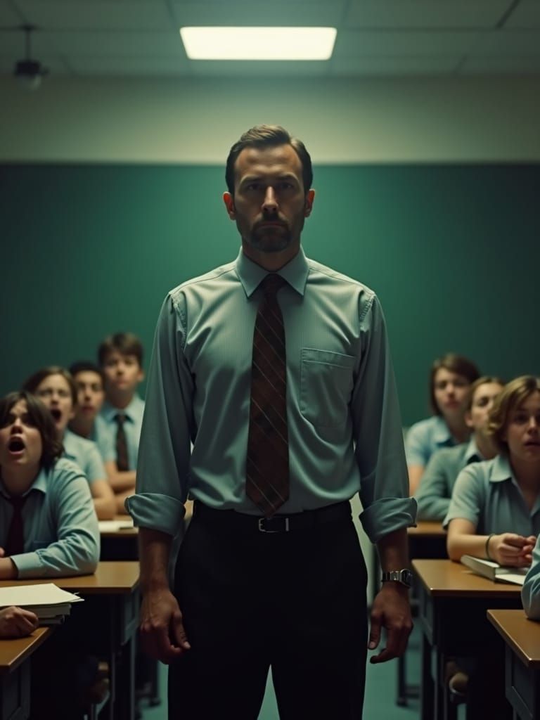 Cinematic Portrait: Six-Fingered Teacher and Horrified Stude...