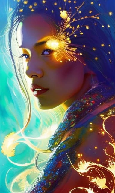 Golden Woman with Wreath of Sparks