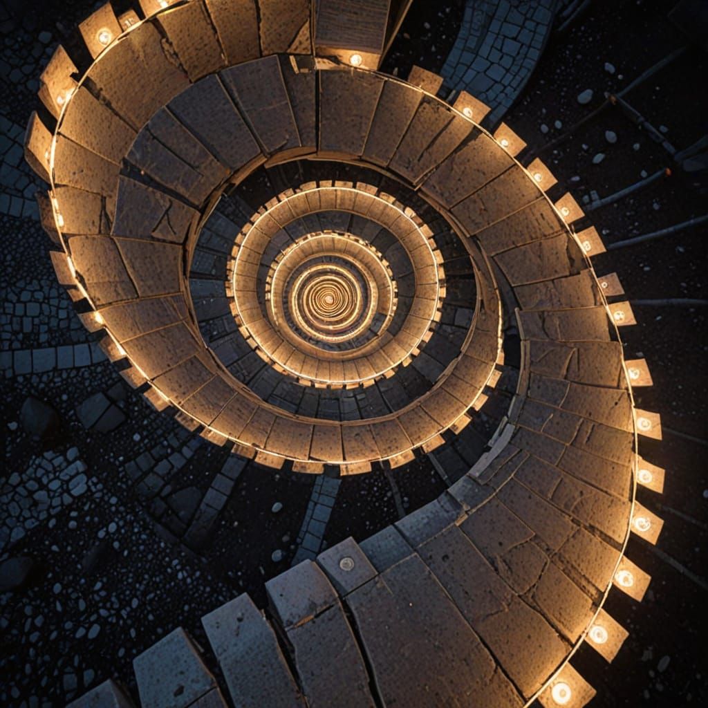 Hyper-Detailed Footsteps in the Evening with Spiral Energy