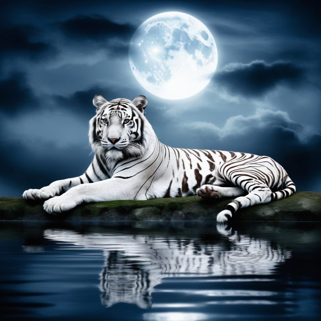 Moonlit Bengal Tiger in a Dreamlike State