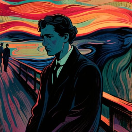 Solitary Figure Portrait in Symbolist Style