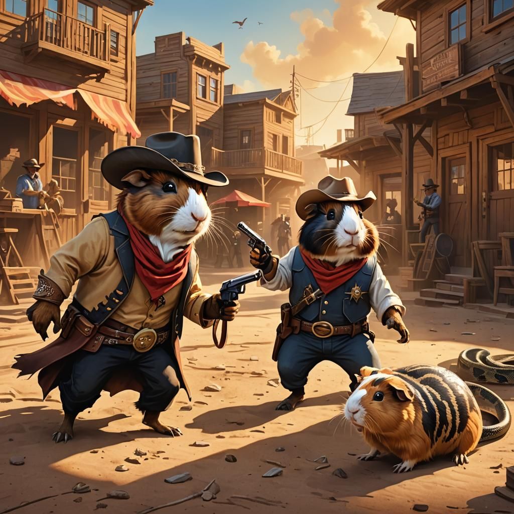 Wild West Guinea Pig Cowboy Standoff