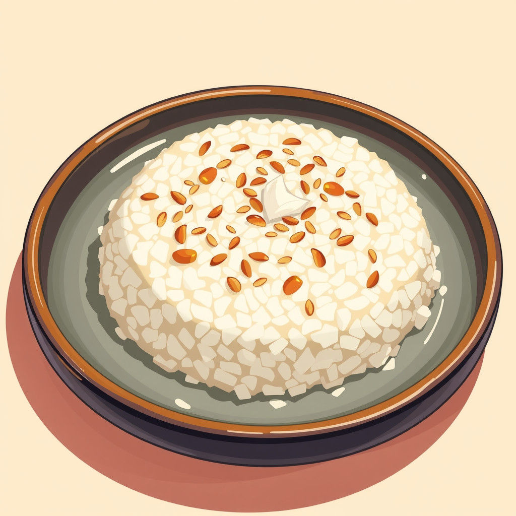 Delicious Mango Sticky Rice in Anime Art Style