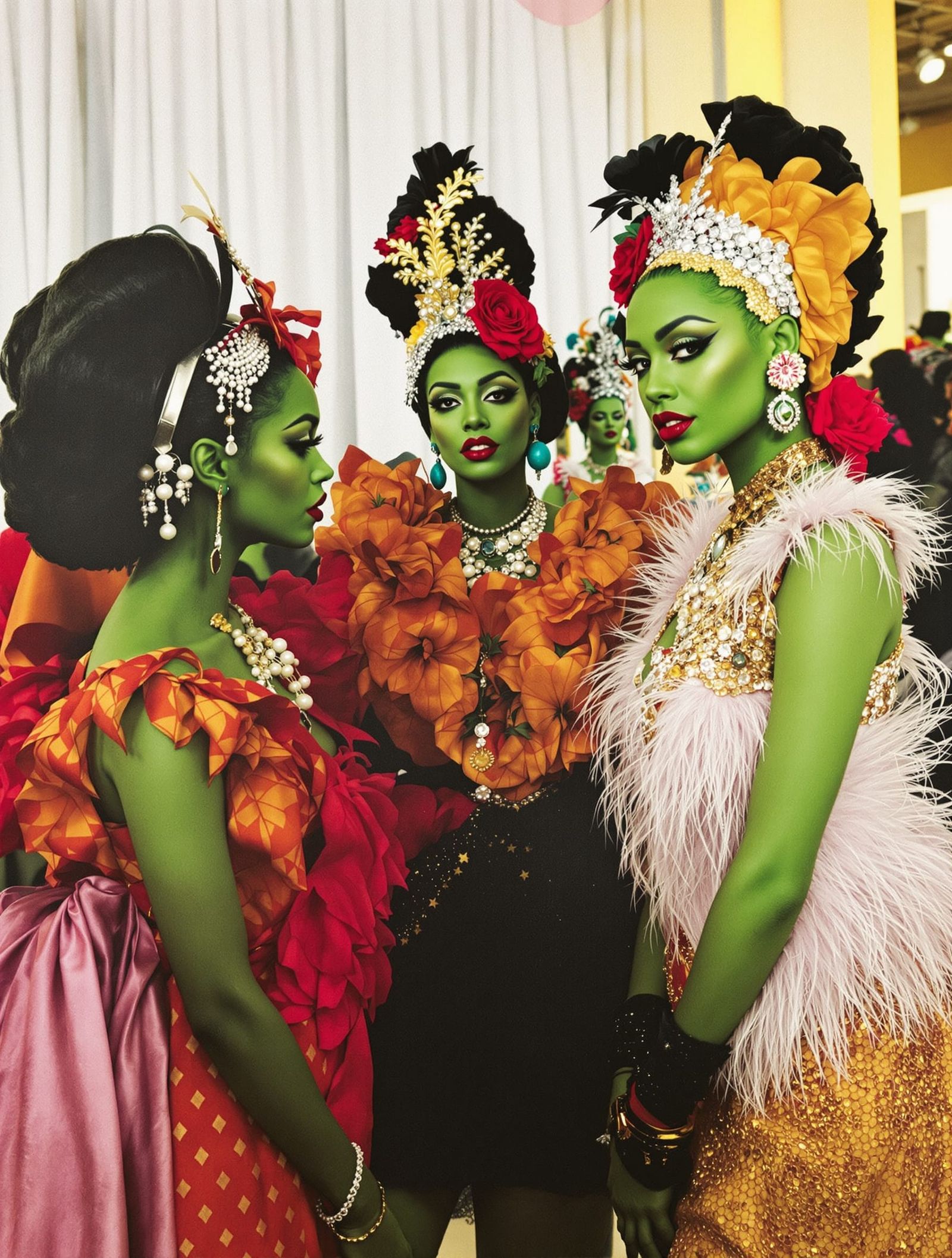 1950s Sci-Fi Beauty Contest with Green-Skinned Women